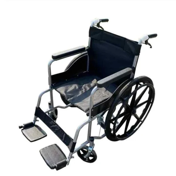 Lightweight Foldable Manual Wheelchair - 120kg Capacity, 24" Rear Wheels, Steel Frame - 图片 3