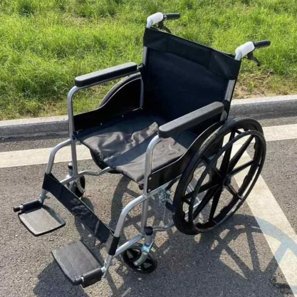 Lightweight Foldable Manual Wheelchair - 120kg Capacity, 24" Rear Wheels, Steel Frame