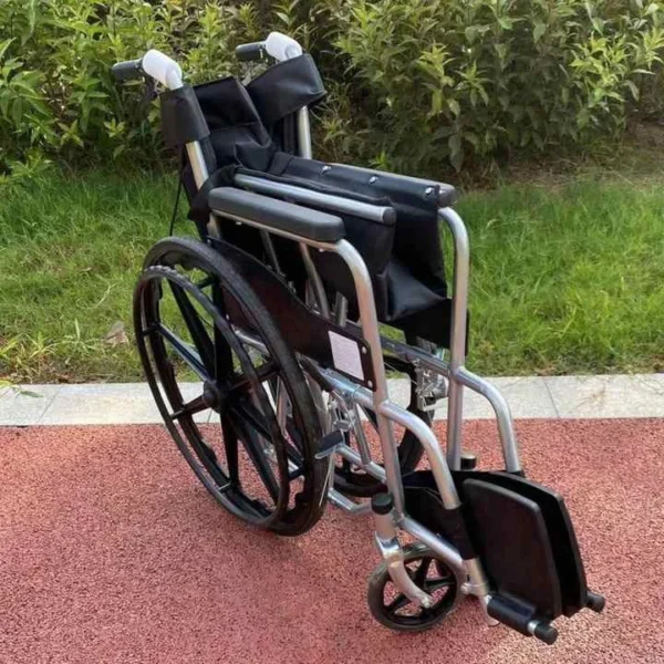Lightweight Foldable Manual Wheelchair - 120kg Capacity, 24" Rear Wheels, Steel Frame - 图片 2