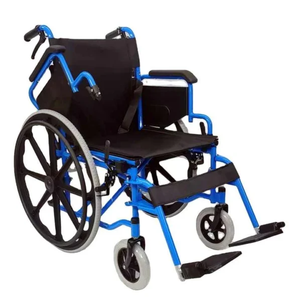 Lightweight Foldable Manual Wheelchair - 120kg Capacity, 24" PU Tires, Steel Frame - 图片 6