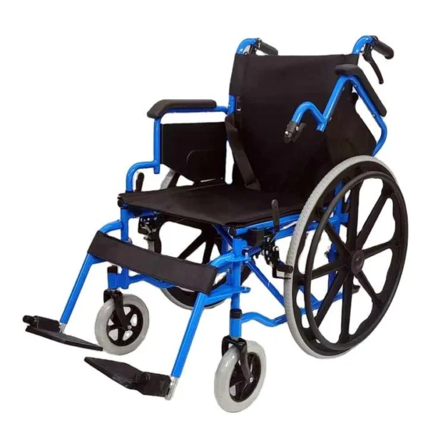 Lightweight Foldable Manual Wheelchair - 120kg Capacity, 24" PU Tires, Steel Frame