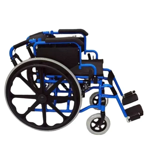 Lightweight Foldable Manual Wheelchair - 120kg Capacity, 24" PU Tires, Steel Frame - 图片 3