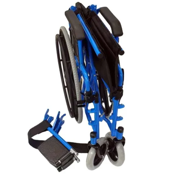 Lightweight Foldable Manual Wheelchair - 120kg Capacity, 24" PU Tires, Steel Frame - 图片 2