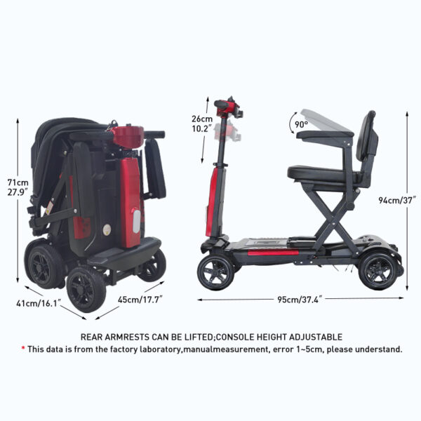 The EXC-1003B  Mobility Scooter is a heavy-duty, all-terrain electric scooter designed for durability, stability, and versatility, particularly for users requiring wheelchair integration. - Image 6