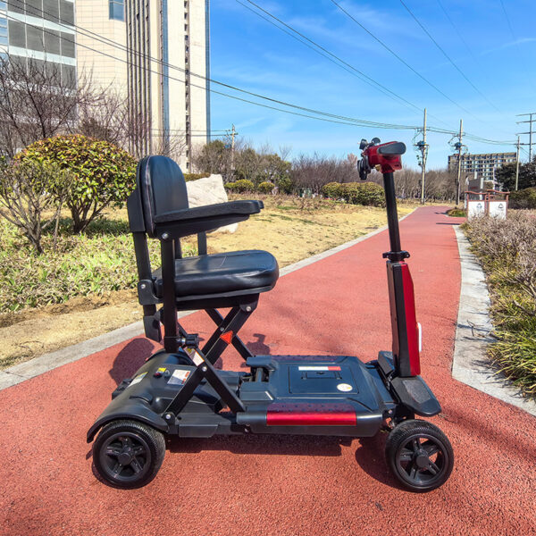 The EXC-1003B  Mobility Scooter is a heavy-duty, all-terrain electric scooter designed for durability, stability, and versatility, particularly for users requiring wheelchair integration. - Image 4