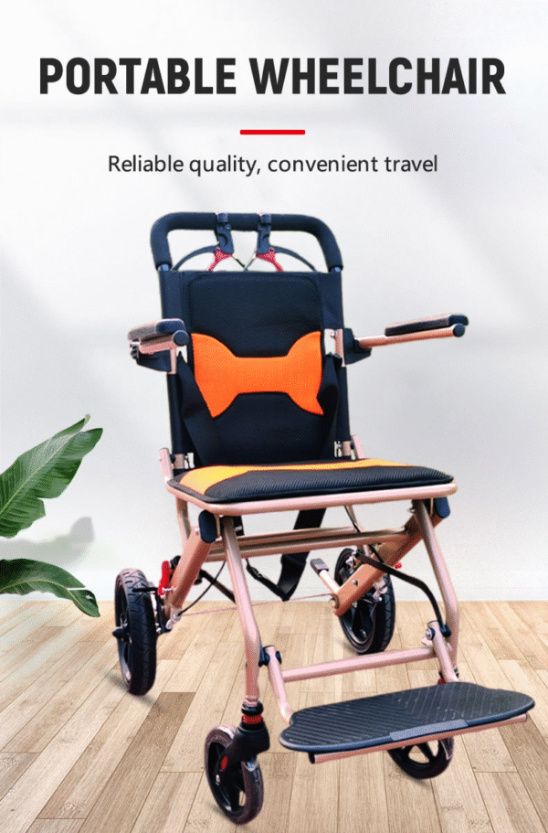 EXC-2013 New Portable Travel Wheelchairs Aluminum Alloy Folding Ultra-lightweight Safe Manual Wheelchair