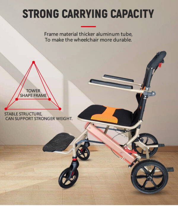 EXC-2013 New Portable Travel Wheelchairs Aluminum Alloy Folding Ultra-lightweight Safe Manual Wheelchair - Image 8