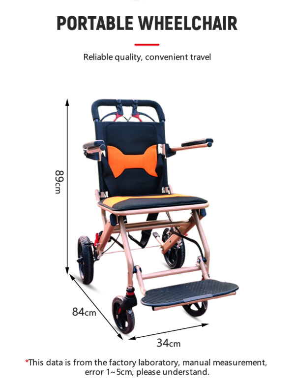 EXC-2013 New Portable Travel Wheelchairs Aluminum Alloy Folding Ultra-lightweight Safe Manual Wheelchair - Image 9