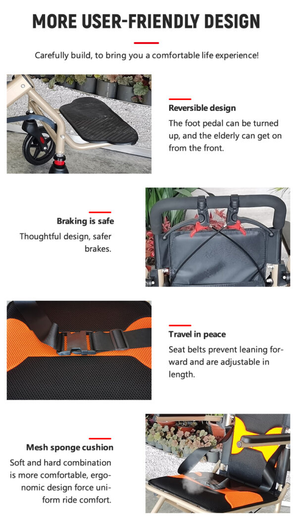 EXC-2013 New Portable Travel Wheelchairs Aluminum Alloy Folding Ultra-lightweight Safe Manual Wheelchair - Image 7