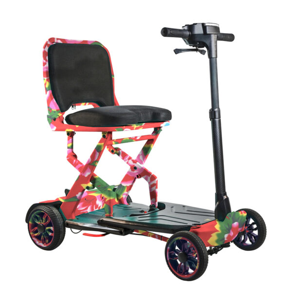 EXC-1008A Carbon Fiber Frame Portable Electric Mobility Scooter for Elderly or Disabled Adults Lightweight with One-Button Fold