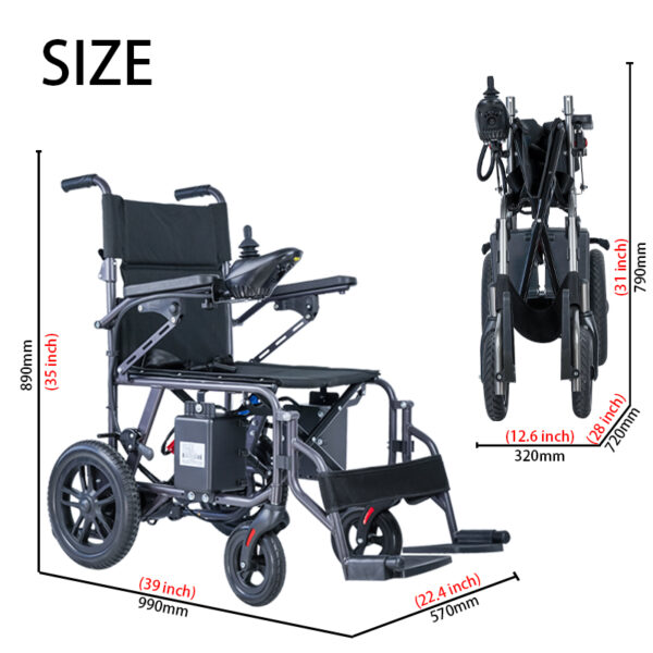 EXC-2027A Professional Folding Electric Wheelchair Brushless Motor Foldable Electric Wheelchair CE ISO7176 Intelligent Controller