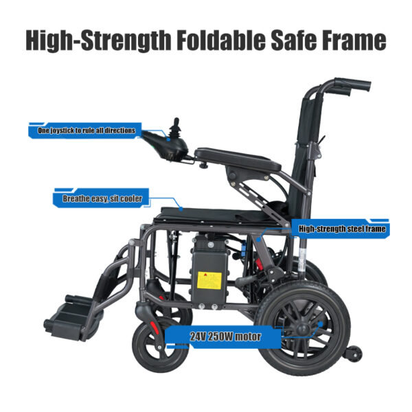 EXC-2027A Professional Folding Electric Wheelchair Brushless Motor Foldable Electric Wheelchair CE ISO7176 Intelligent Controller