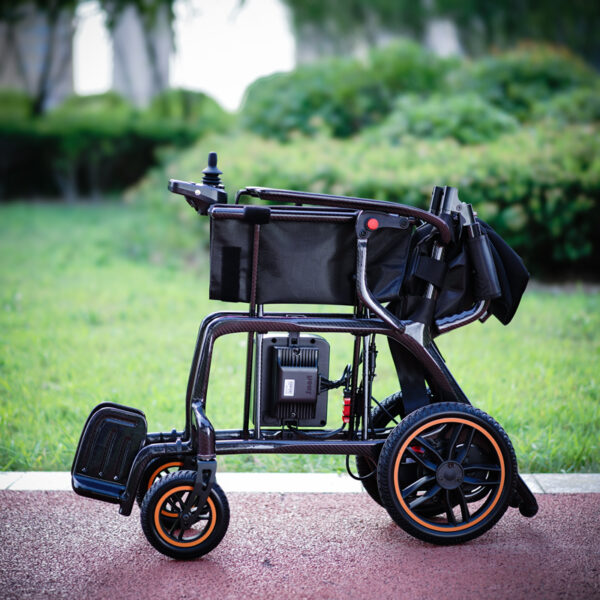 EXC-2025 Ultra-light Carbon Fiber Electric Folding Wheelchair Hospital Electr Wheelchair 4 Wheel All Terrain Wheelchair for the Disabled