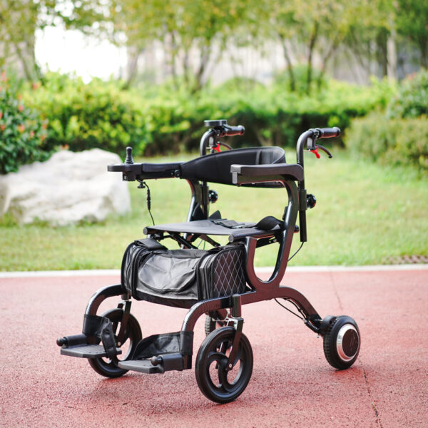 Multifunctional electric walking aid with carbon fiber frame for outdoor use