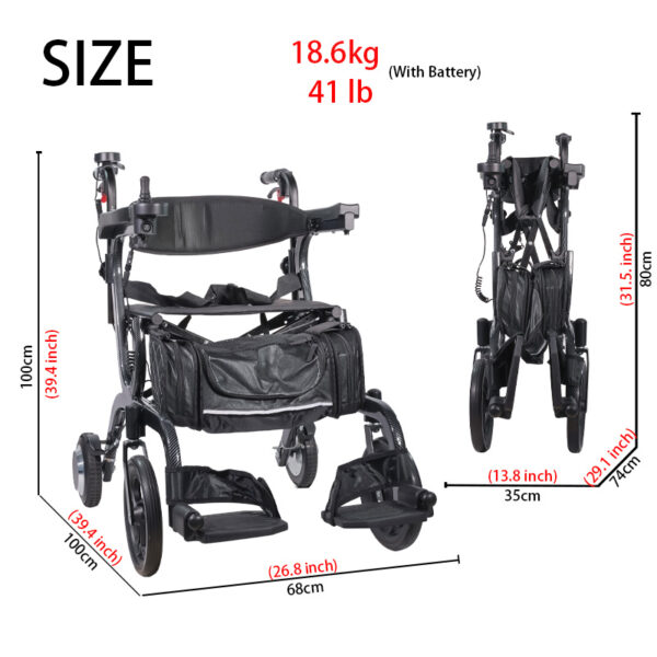 EXC-6018 Power Walker: All-Terrain Electric Rollator with Basket & Seat