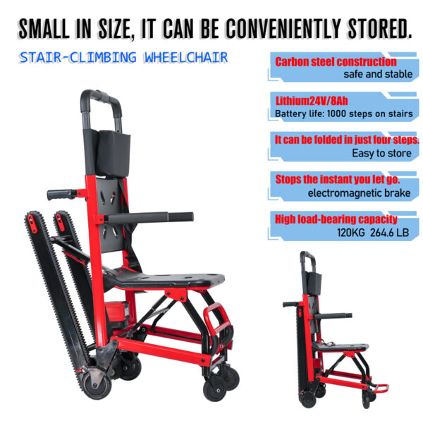 EXC-3006 Conquer Electric Stair Climber Wheelchair with Ease Foldable 300lbs Capacity & CE Certification Portable for Disabled & Elderly