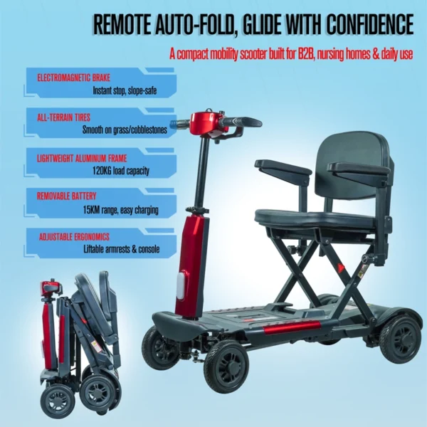 Automatic folding mobility scooter