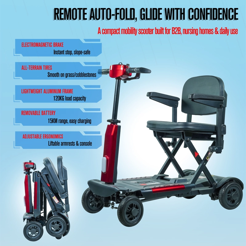 Automatic folding mobility scooter