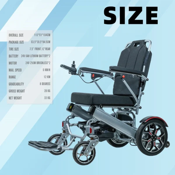 EXC 2002 foldable electric wheelchair compact size 61 38 81cm fits in car trunk for travel