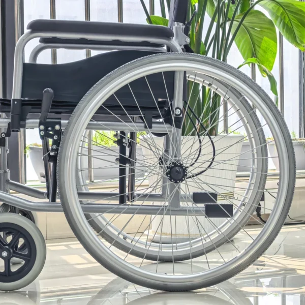 Puncture-proof solid tires and reinforced frame of EXC-2007 manual wheelchair