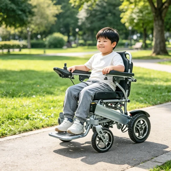 EXC-2002 Mini children's foldable electric wheelchair with child user
