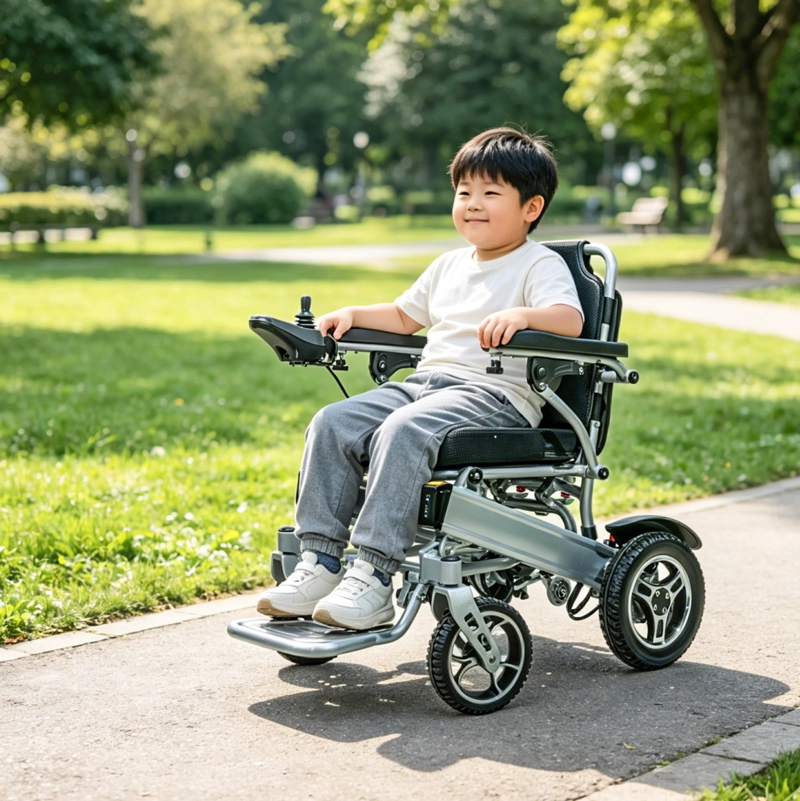 EXC-2002 Mini children's foldable electric wheelchair with child user
