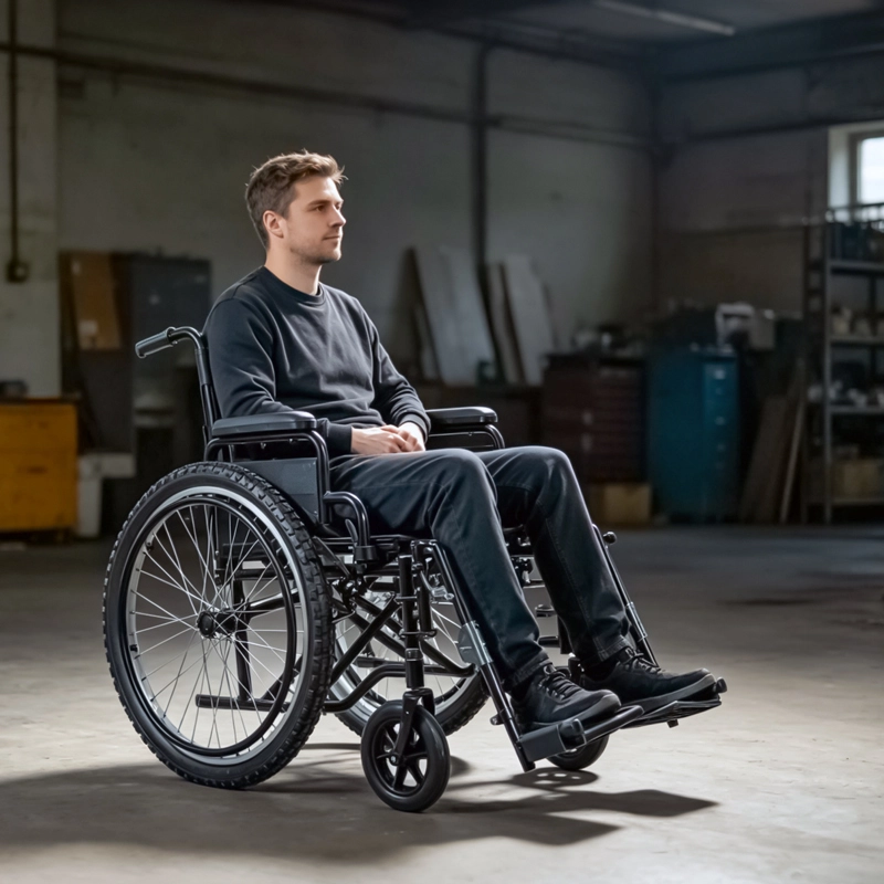 EXC-2012 wide seat foldable manual wheelchair with detachable leg rests