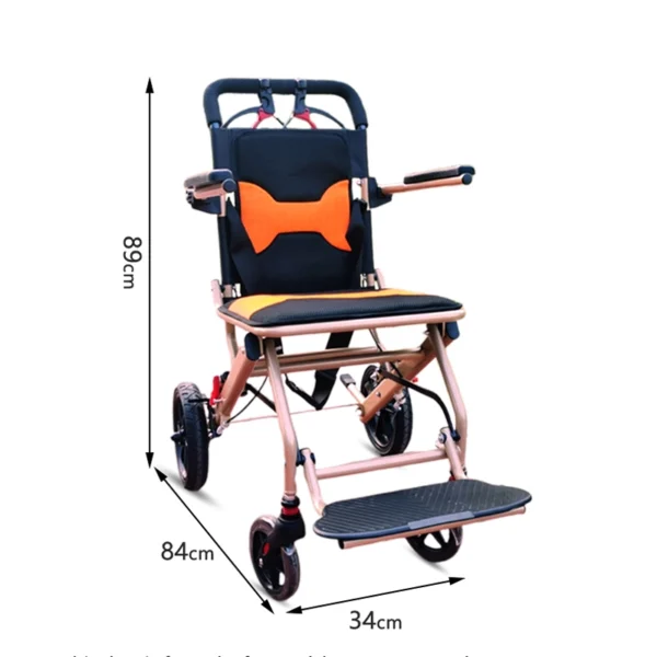 Portable foldable wheelchair dimensions 84×34×89cm compact travel size