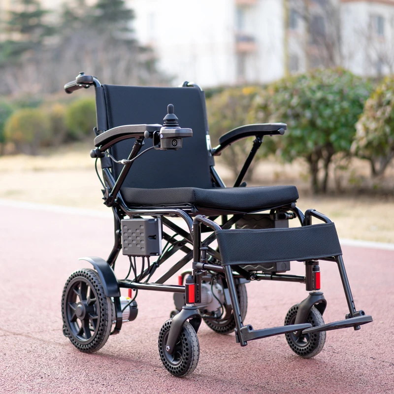 EXC-2020 foldable electric wheelchair with caregiver rear control
