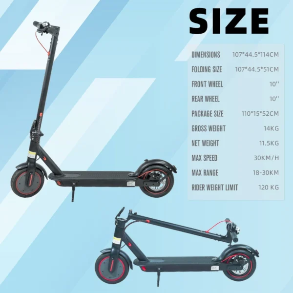 Full specifications of the EXC-7002 electric scooter
