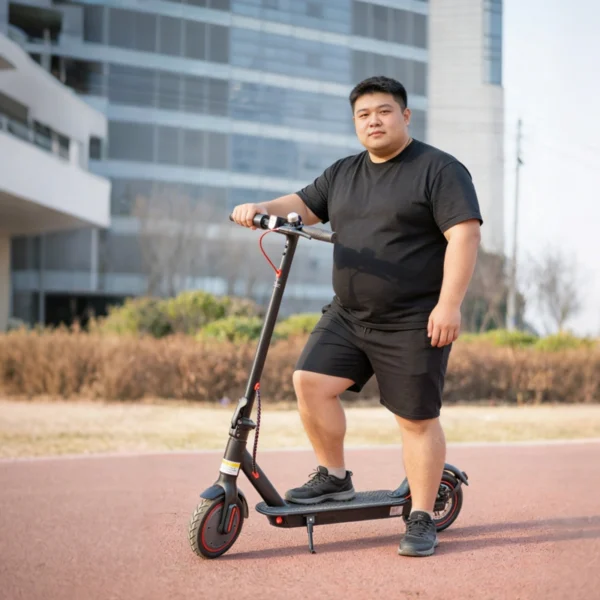 EXC-7002 foldable electric scooter with 120KG rider on urban path
