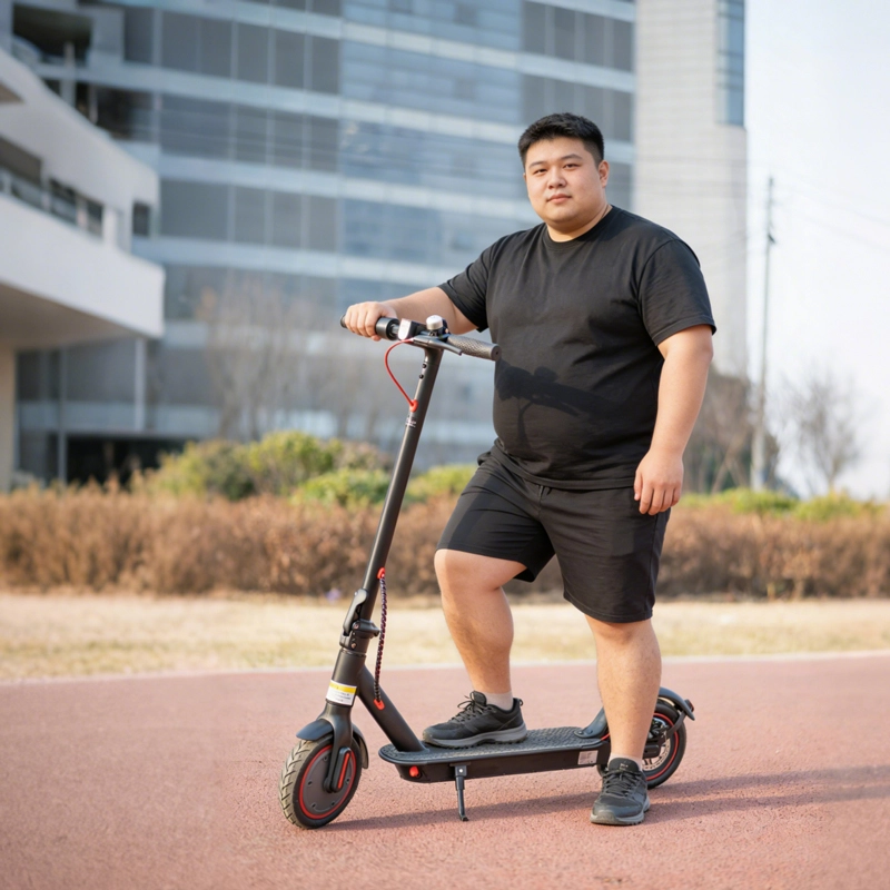 EXC-7002 foldable electric scooter with 120KG rider on urban path